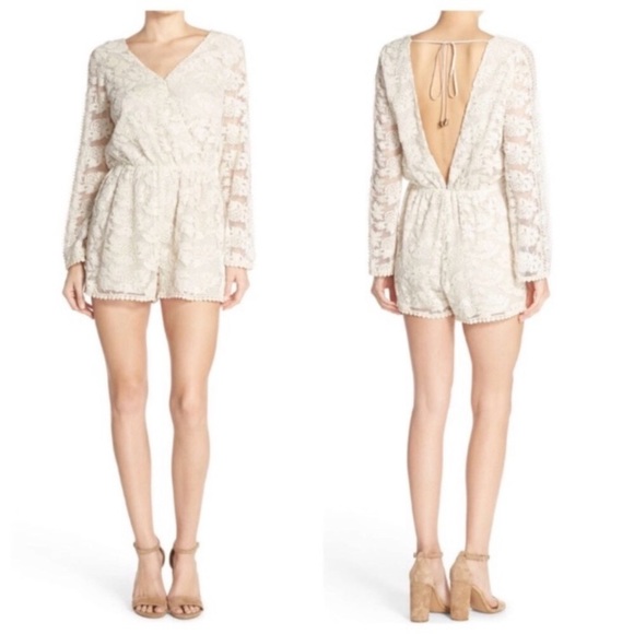 Adelyn Rae Open Back Floral Lace & Crochet Romper - Picture 2 of 8